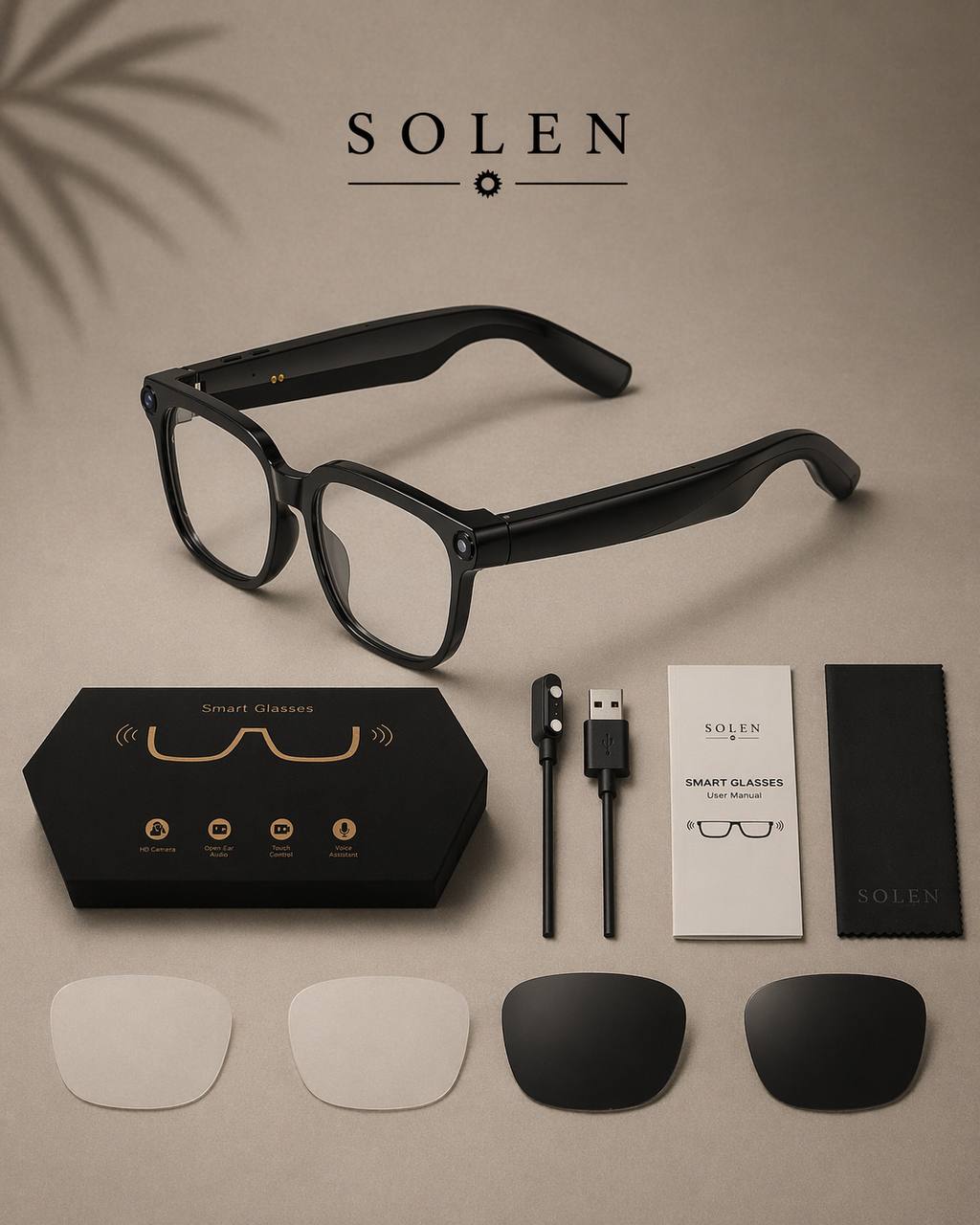SOLEN Smart Glasses with HD Camera and Bluetooth Audio