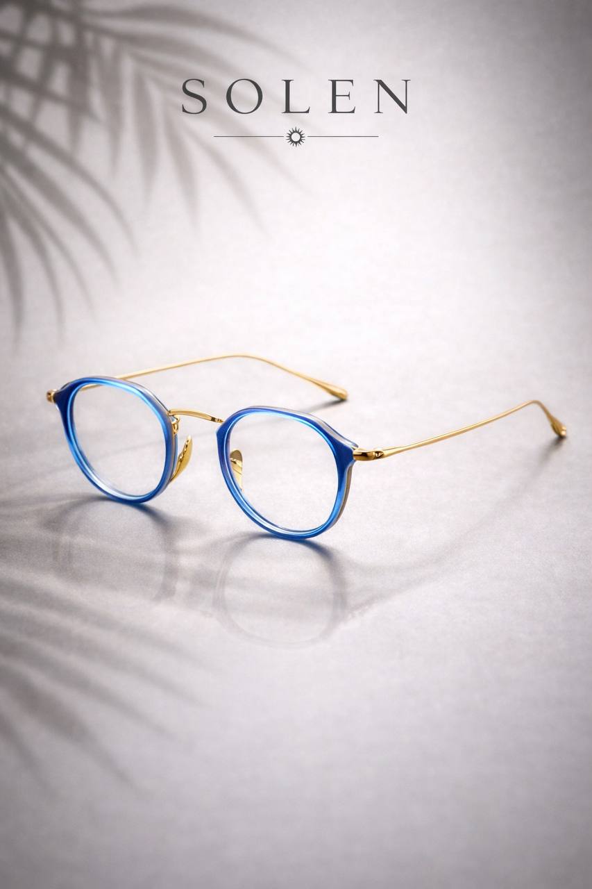 SOLEN Retro Round Titanium Sunglasses